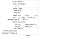 CEM3311T Baldor AC Motors Nameplate