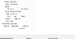CNM20252 Baldor AC Motors Nameplate