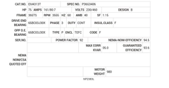 EM4313T Baldor AC Motors Nameplate