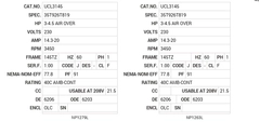 UCL3145 Baldor AC Motors Nameplate