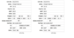 UCLE1015 Baldor AC Motors Nameplate