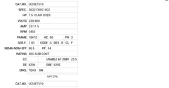 UCME7510 Baldor AC Motors Nameplate