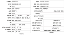 VECP3581 Baldor AC Motors Nameplate