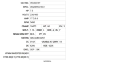 VEM3219T Baldor AC Motors Nameplate