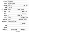 VP3455D Baldor DC Motors Nameplate