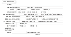 VPECP4310T Baldor AC Motors Nameplate