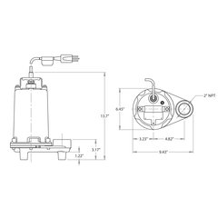 BPEV512 62180201 Barmesa Effluent Submersible Pump Dimensions