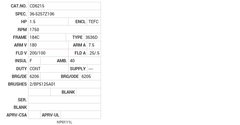 CD6215 Baldor DC Motors Nameplate