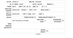CEM4314T Baldor AC Motors Nameplate
