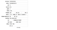 CWDM3538-5 Baldor AC Motors Nameplate