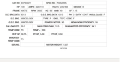 ECP4402T Baldor AC Motors Nameplate