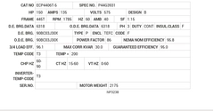 ECP4406T-5 Baldor AC Motors Nameplate