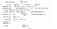 ECP84400T-5 Baldor AC Motors Nameplate