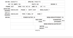 EM2557T-4 Baldor AC Motors Nameplate