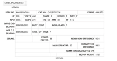 EM251202T-4 Baldor AC Motors Nameplate