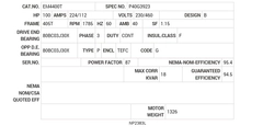 EM4400T Baldor AC Motors Nameplate
