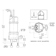 BGPC202DS 72100104 Barmesa Submersible Pump Dimensions