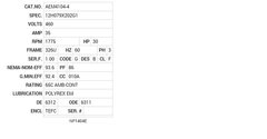 AEM4104-4 Baldor AC Motors Nameplate