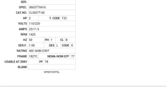 CL5027T-50 Baldor AC Motors Nameplate