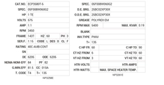 ECP3580T-5 Baldor AC Motors Nameplate