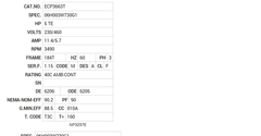 ECP3663T Baldor AC Motors Nameplate