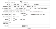 ECP84308T-5 Baldor AC Motors Nameplate