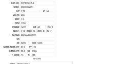 ECP83581T-4 Baldor AC Motors Nameplate