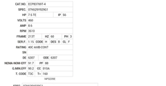 ECP83769T-4 Baldor AC Motors Nameplate