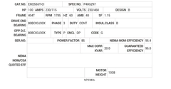 EM2555T-CI Baldor AC Motors Nameplate
