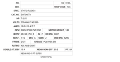 EM7045T-I Baldor AC Motors Nameplate