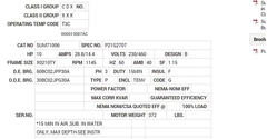 SUM71006 Baldor AC Motors Nameplate
