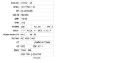 ECTM4115T Baldor AC Motors Nameplate