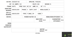 EM2554T-4CI Baldor AC Motors Nameplate