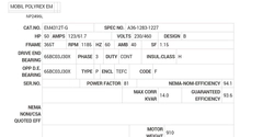 EM4312T-G Baldor AC Motors Nameplate