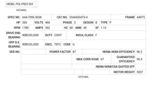 EM44354TS-4 Baldor AC Motors Nameplate