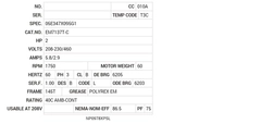 EM7137T-C Baldor AC Motors Nameplate