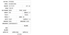 VP3436D Baldor DC Motors Nameplate