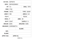CDP3575 Baldor DC Motors Nameplate