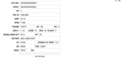 CESSWDM3546T Baldor AC Motors Nameplate
