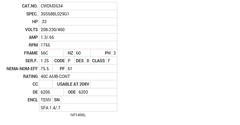 CWDM3534 Baldor AC Motors Nameplate