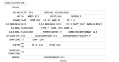 ECP4113T-4 Baldor AC Motors Nameplate