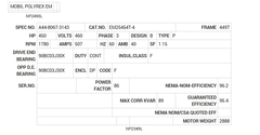 EM25454T-4 Baldor AC Motors Nameplate