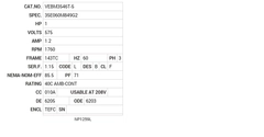 VEBM3546T-5 Baldor AC Motors Nameplate