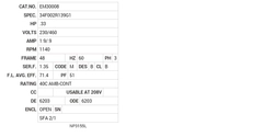 EM30008 Baldor AC Motors Nameplate