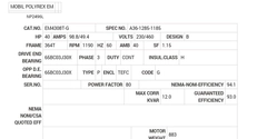 EM4308T-G Baldor AC Motors Nameplate