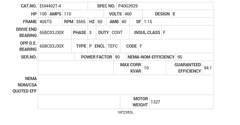EM4402T-4 Baldor AC Motors Nameplate