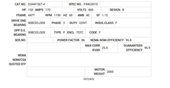 EM44156T-4 Baldor AC Motors Nameplate