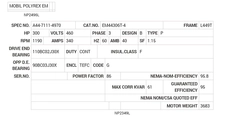 EM44306T-4 Baldor AC Motors Nameplate