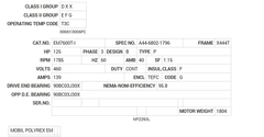 EM7600T-I Baldor AC Motors Nameplate