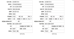 UCME1014 Baldor AC Motors Nameplate